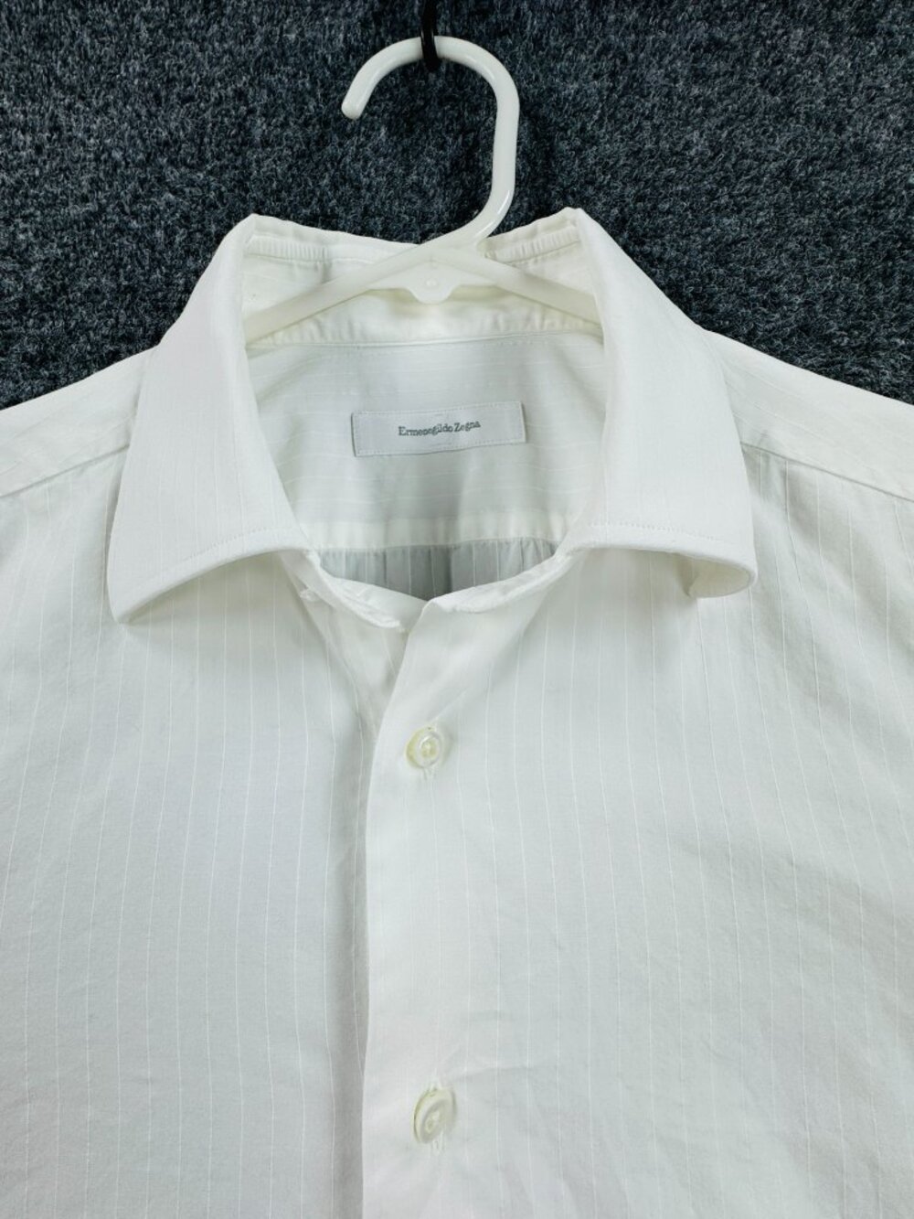 Ermenegildo Zegna Striped White French Cuff 15.5 Long Sleeve Shirt Mens Luxury